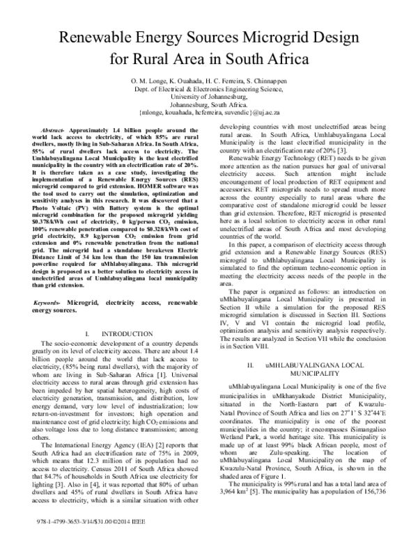 (PDF) Renewable Energy Sources microgrid design for rural area in South ...