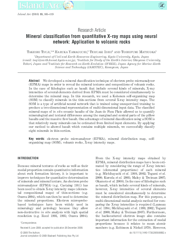 (PDF) Mineral classification from quantitative X-ray maps using neural ...