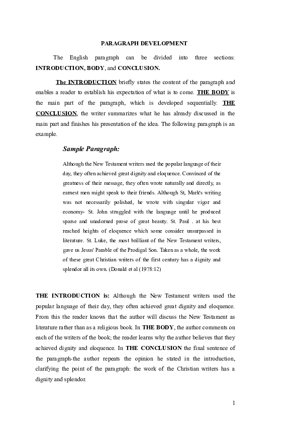 (DOC) PARAGRAPH DEVELOPMENT