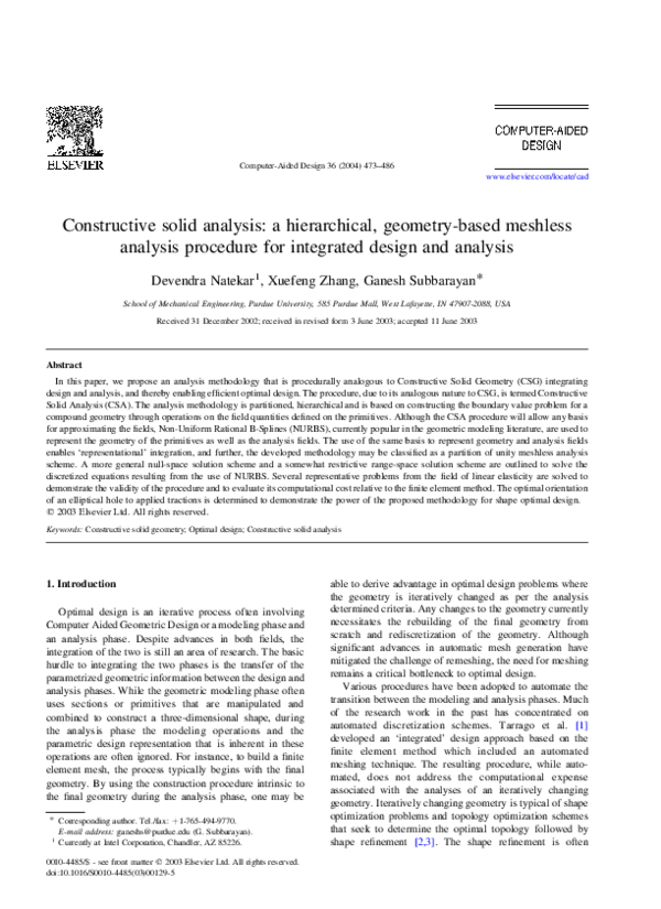 (PDF) Constructive solid analysis: a hierarchical, geometry-based ...