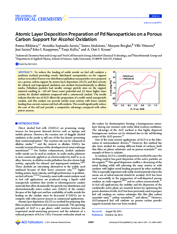 (PDF) Atomic Layer Deposition Preparation of Pd Nanoparticles on a ...