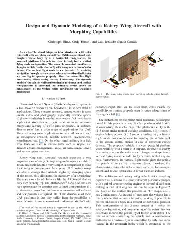 (PDF) Design and dynamic modeling of a rotary wing aircraft with ...