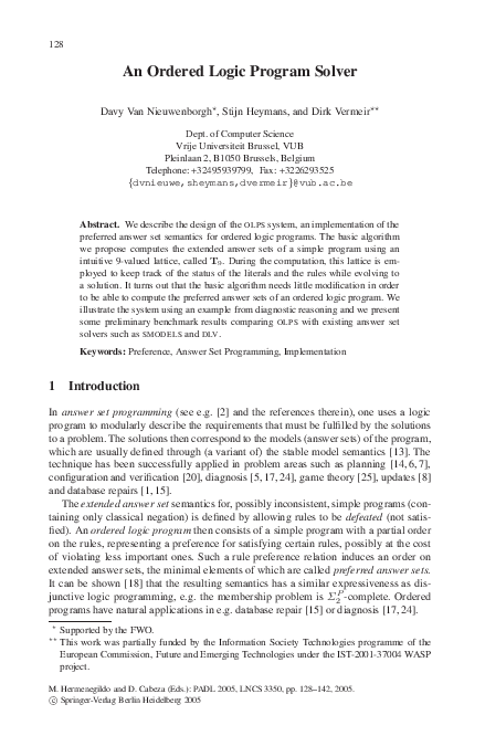 (PDF) An Ordered Logic Program Solver