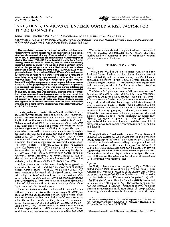 (PDF) Is residence in areas of endemic goiter a risk factor for thyroid ...