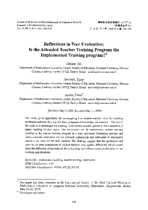 (PDF) Reflections in Peer Evaluation: Is the Attended Teacher Training ...