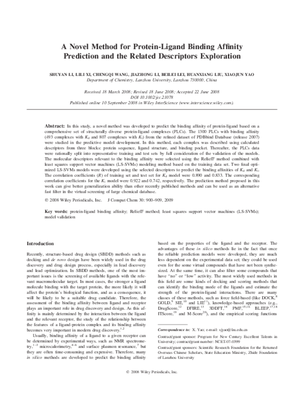 (PDF) A novel method for protein-ligand binding affinity prediction and ...