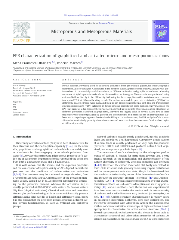 (PDF) EPR characterization of graphitized and activated micro- and meso ...