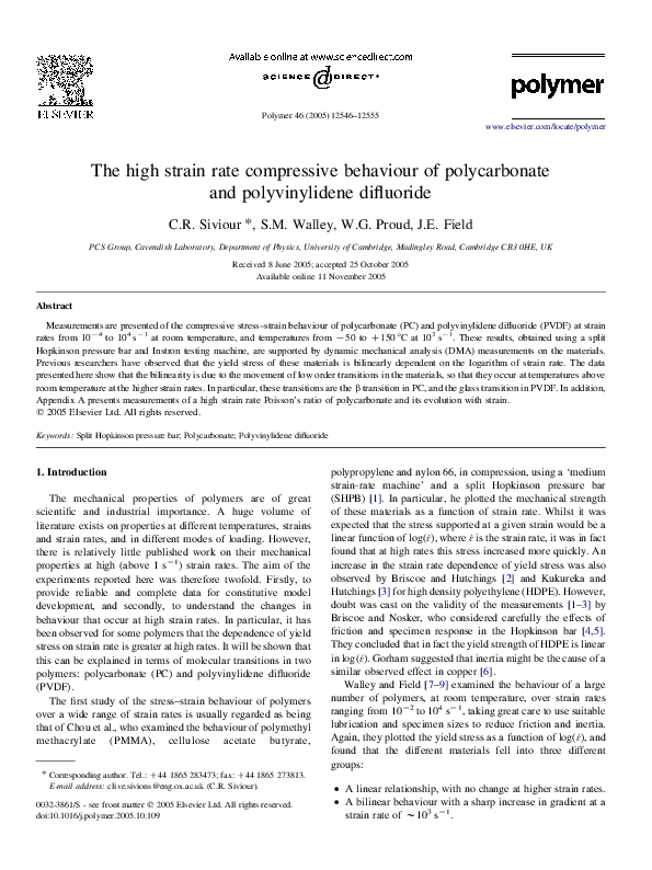 (PDF) The high strain rate compressive behaviour of polycarbonate and ...