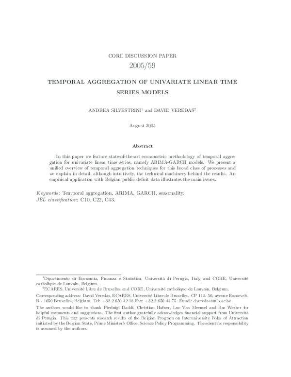 (PDF) Temporal aggregation of univariate linear time series models