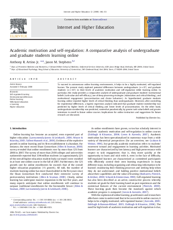 (PDF) Academic motivation and self-regulation: A comparative analysis ...