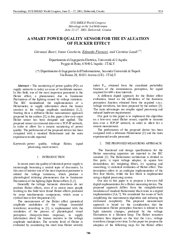 (PDF) A Smart Power Quality Sensor for the Evaluation of Flicker Effect C. Landi Academia.edu