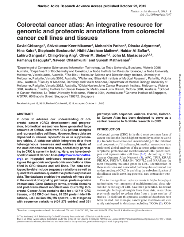 (PDF) Colorectal cancer atlas: An integrative resource for genomic and ...