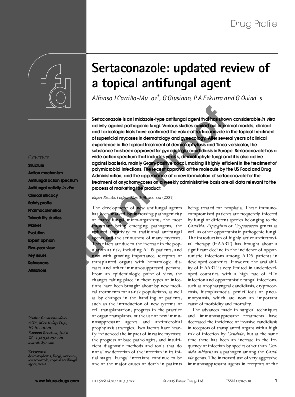 (PDF) Sertaconazole updated review of a topical antifungal agent