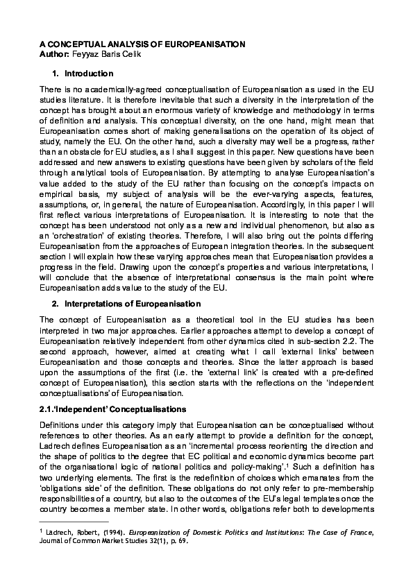 (PDF) A CONCEPTUAL ANALYSIS OF EUROPEANISATION