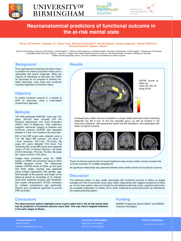 (PDF) Poster #S64 NEUROANATOMICAL PREDICTORS OF FUNCTIONAL OUTCOME IN ...