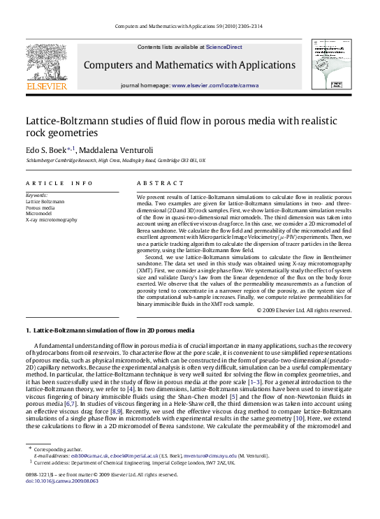(PDF) Lattice-Boltzmann studies of fluid flow in porous media with ...