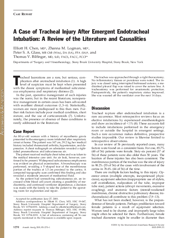 (PDF) A Case of Tracheal Injury After Emergent Endotracheal Intubation