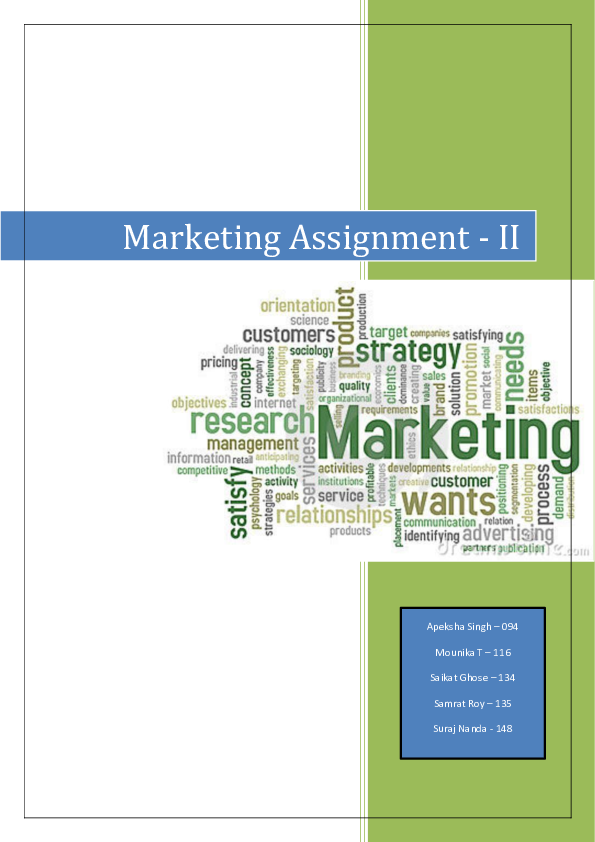 (PDF) Marketing Assignment -II | Saikat Ghose - Academia.edu