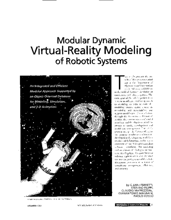 (PDF) Modular dynamic virtual-reality modeling of robotic systems