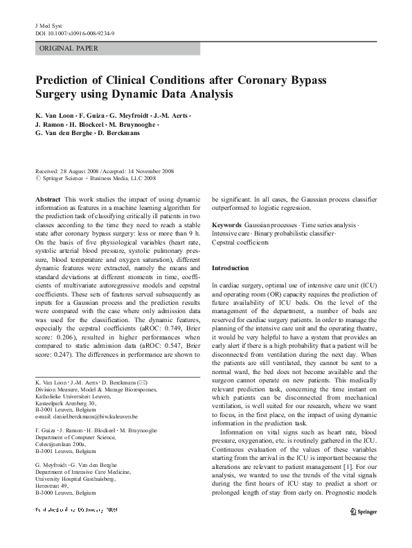 (PDF) Prediction of Clinical Conditions after Coronary Bypass Surgery ...