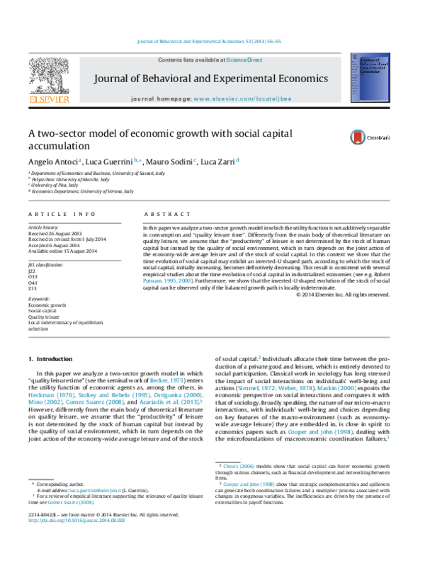 (PDF) A two-sector model of economic growth with social capital ...