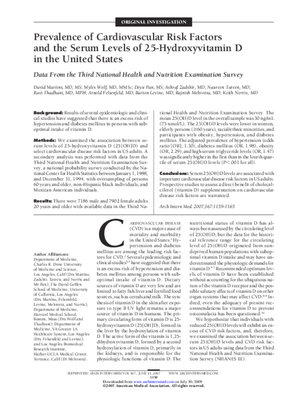 (PDF) Prevalence of Cardiovascular Risk Factors and the Serum Levels of ...
