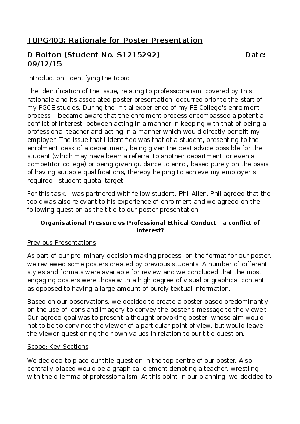 (DOC) TUPG403: Rationale for Poster Presentation