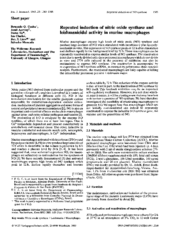 (PDF) Repeated induction of nitric oxide synthase and leishmanicidal ...