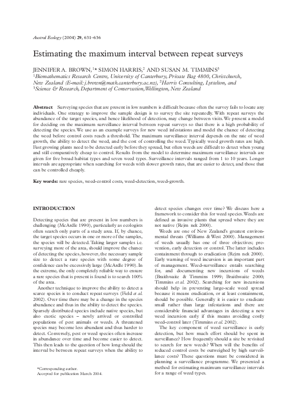 (PDF) Estimating the maximum interval between repeat surveys