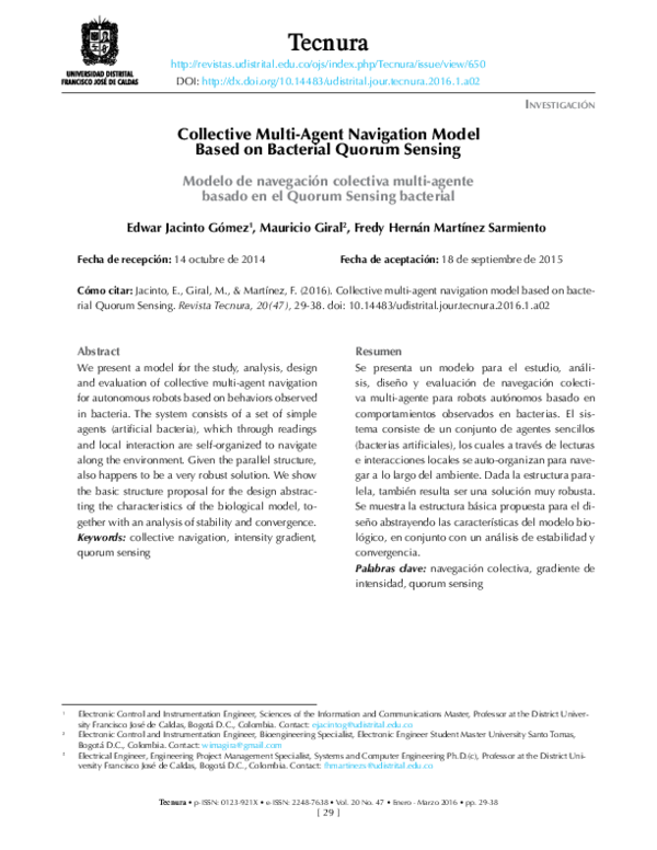 (PDF) Collective Multi-Agent Navigation Model Based on Bacterial Quorum ...