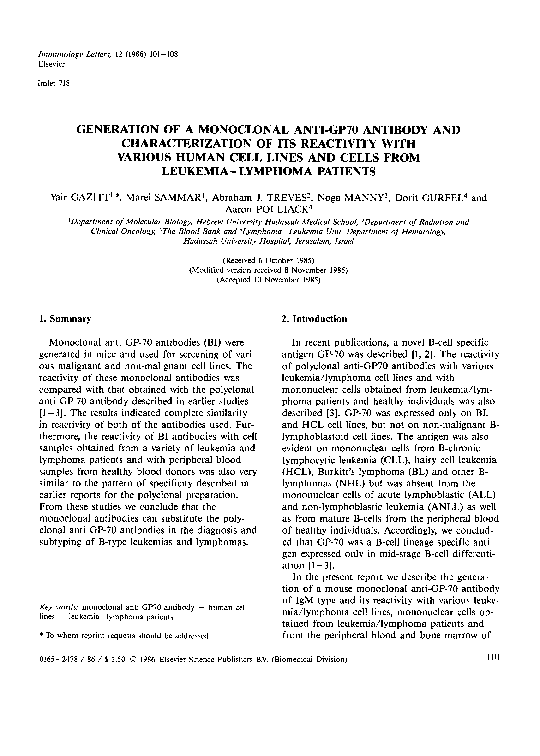 (PDF) Generation of a monoclonal anti-GP70 antibody and ...
