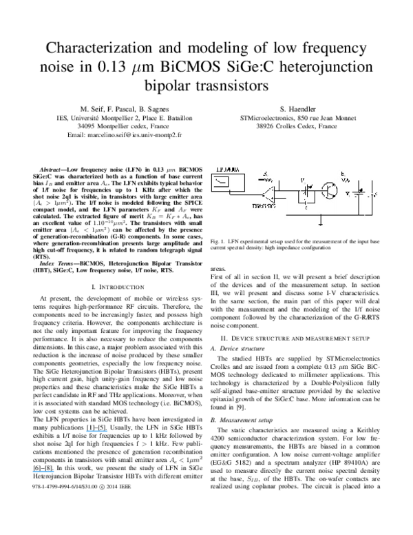 (PDF) Characterization and modeling of low frequency noise in CMOS ...
