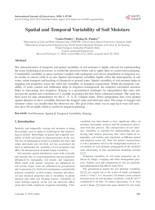 (PDF) Spatial and temporal variability of soil moisture over India ...