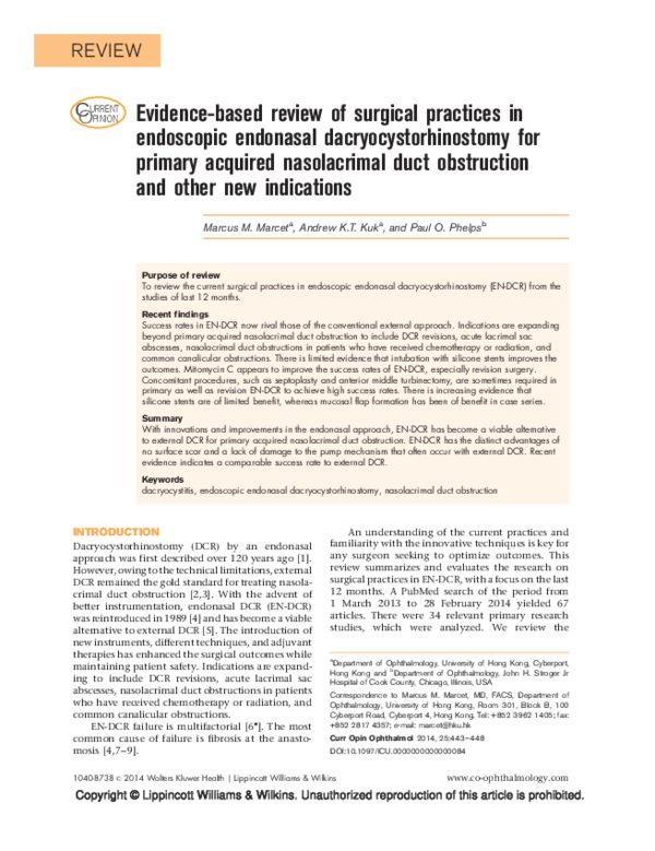 (PDF) Evidencebased review of surgical practices in endoscopic