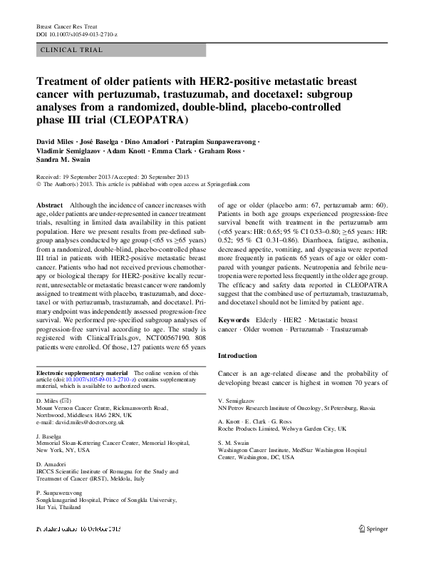 (PDF) Treatment of older patients with HER2-positive metastatic breast ...