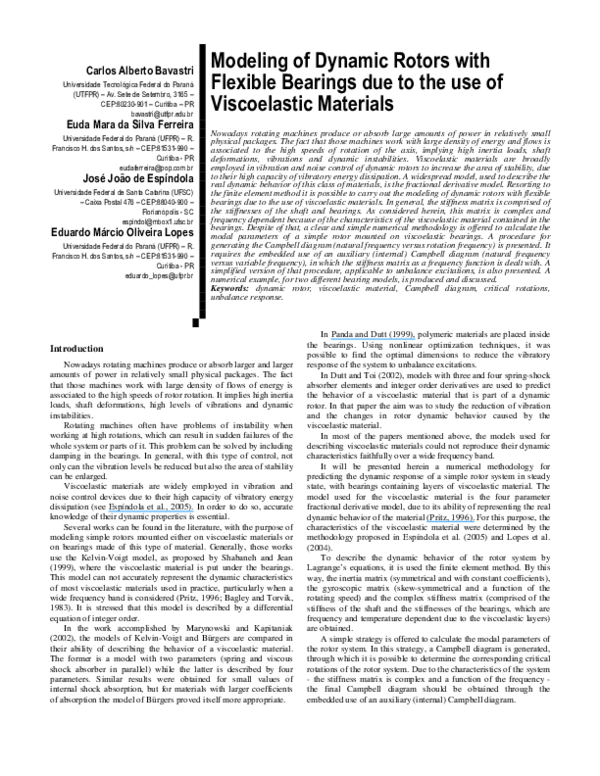(PDF) Modeling of dynamic rotors with flexible bearings due to the use ...