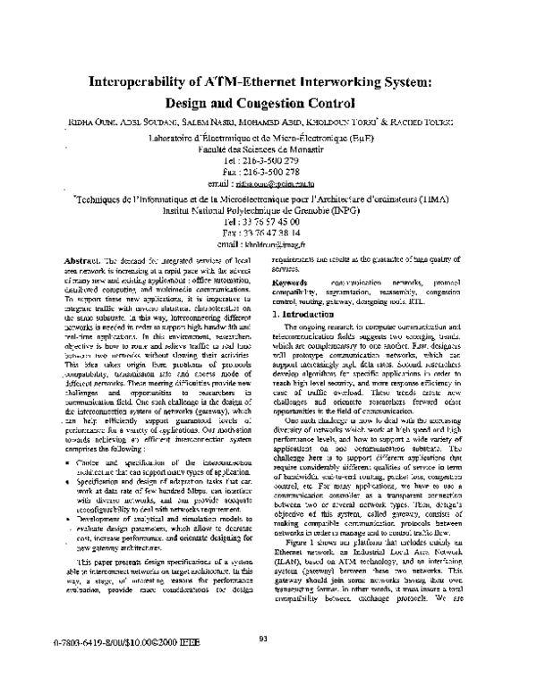(PDF) Interoperability of ATM-Ethernet interworking system: design and ...