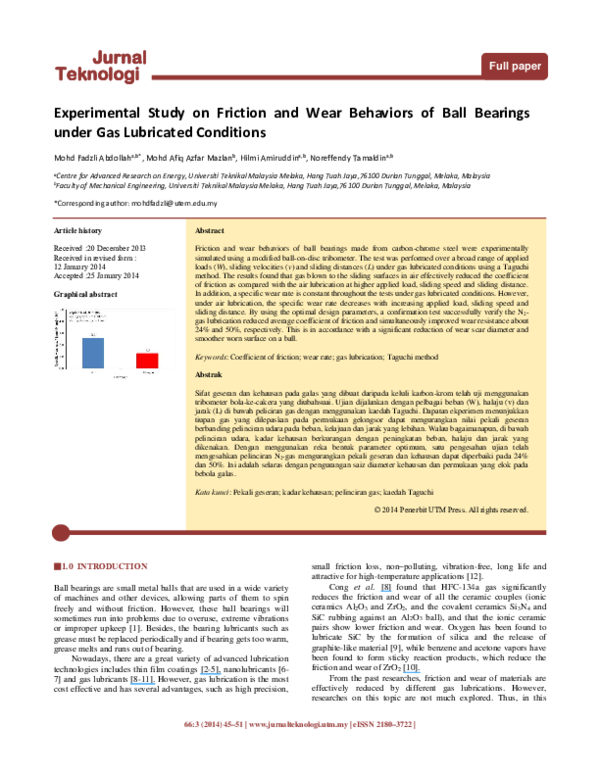 (PDF) Experimental Study on Friction and Wear Behaviors of Ball ...