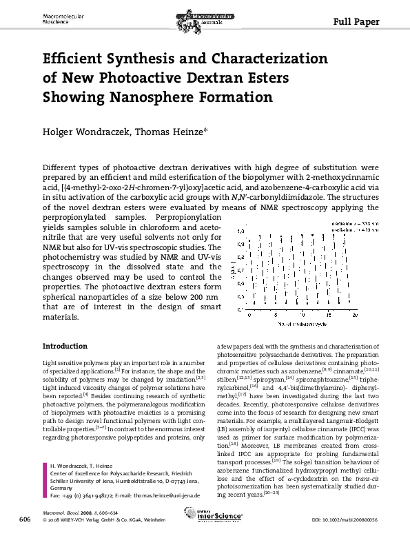 (PDF) Efficient Synthesis and Characterization of New Photoactive ...