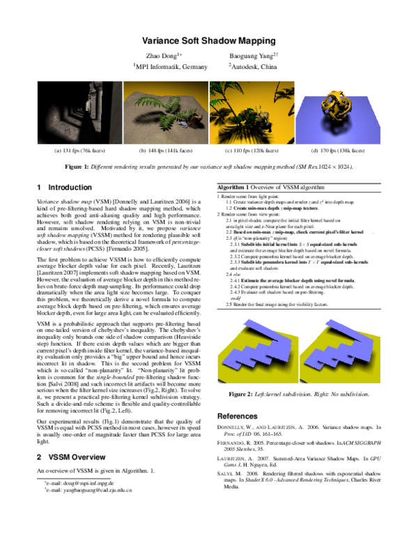 (PDF) Variance Soft Shadow Mapping
