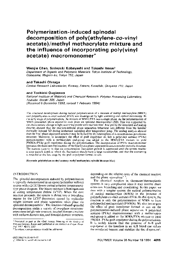 (PDF) Polymerizationinduced spinodal of poly(ethyleneco