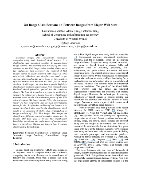 (PDF) On image classification: to retrieve images from major web sites