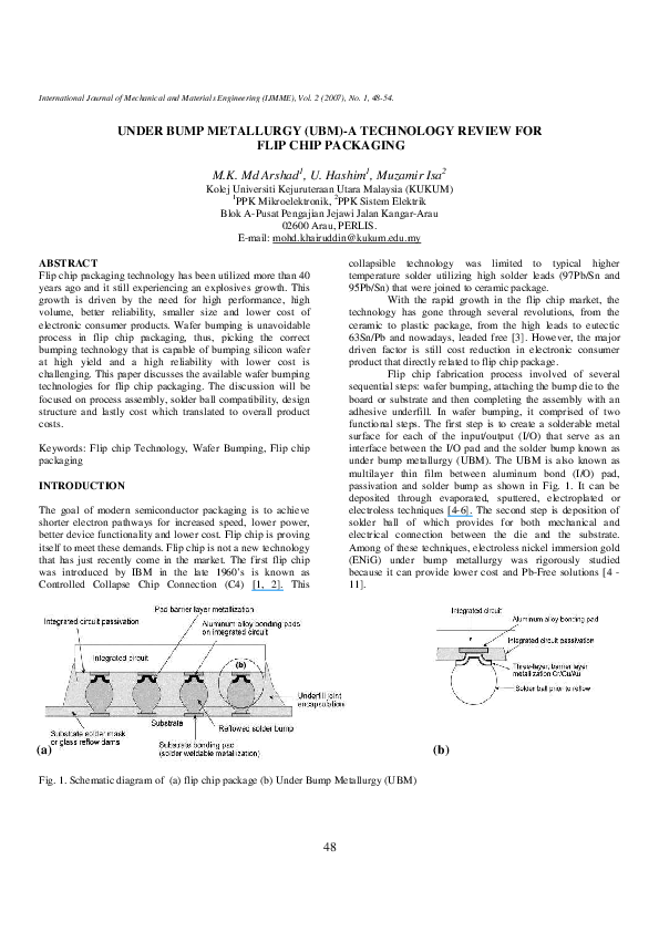 Pdf Under Bump Metallurgy Ubm A Technology Review For Flip Chip