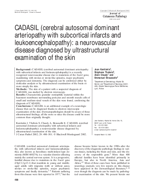 (PDF) CADASIL (Cerebral Autosomal Dominant Arteriopathy with ...