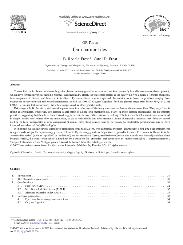 (PDF) GR Focus On charnockites