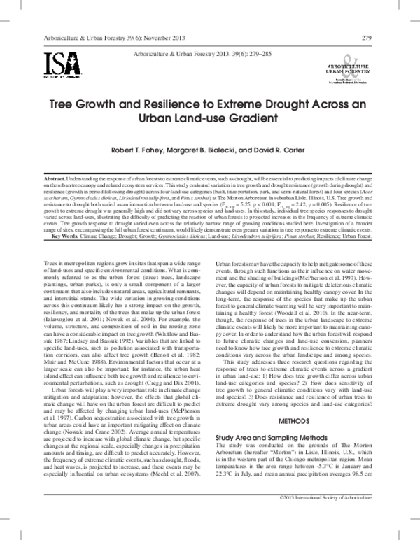 (PDF) Tree Growth and Resilience to Extreme Drought Across an Urban ...