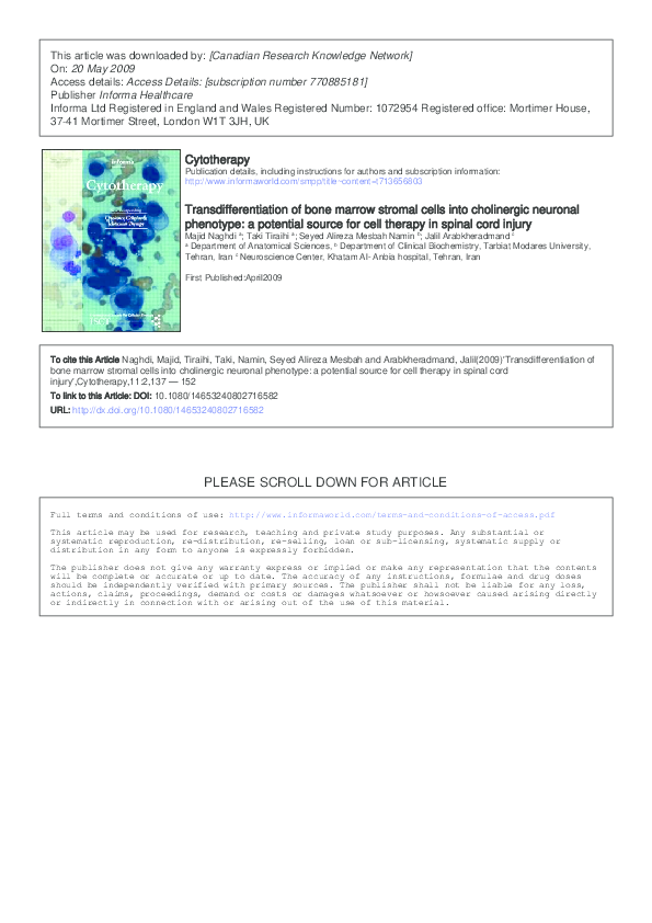 (PDF) Transdifferentiation of bone marrow stromal cells into neuron ...