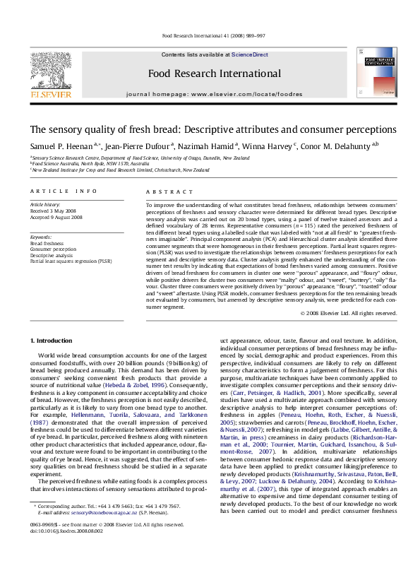 (PDF) The sensory quality of fresh bread: Descriptive attributes and ...