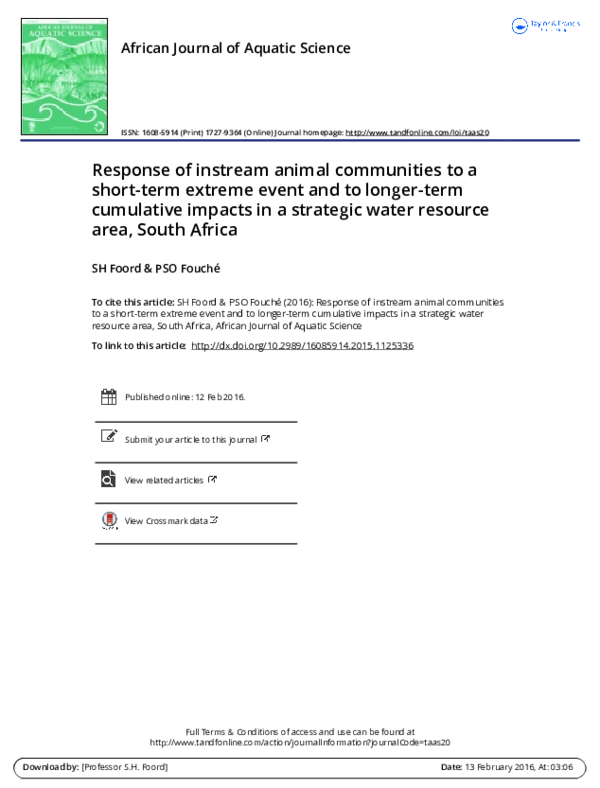 (PDF) African Journal of Aquatic Science Stefan Foord Academia.edu