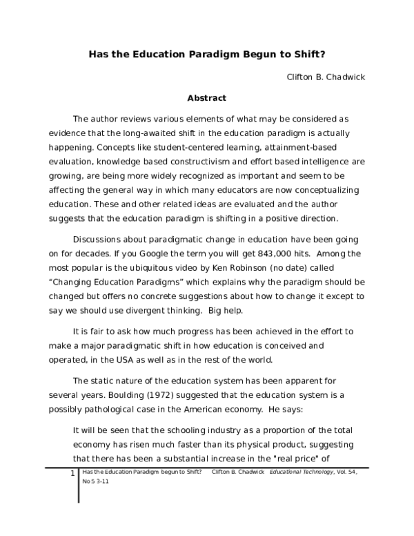 Changing education paradigms discussion questions picture